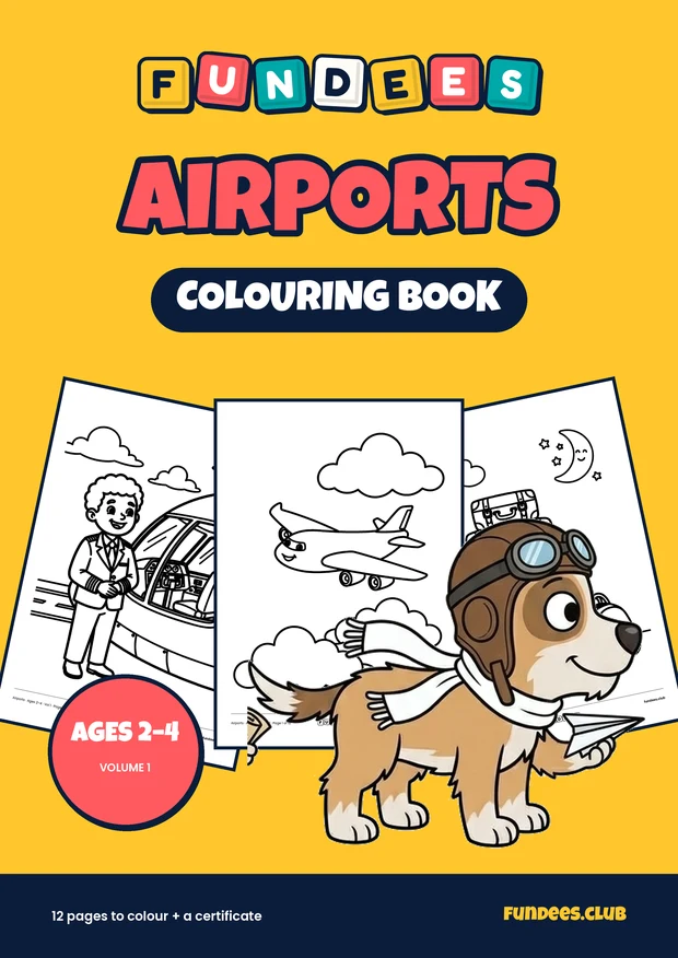 Airports coloring book cover, Ages 2–4, volume 1
