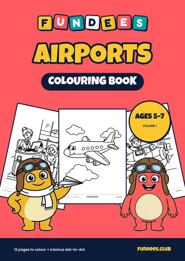 Airports coloring book cover, Ages 5–7, volume 1