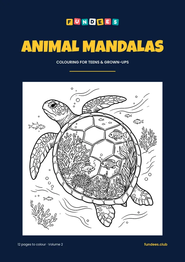 Animal Mandalas coloring book cover, Teens & grown-ups, volume 2
