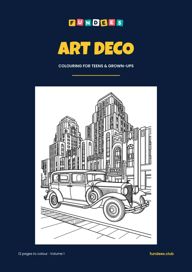 Art Deco coloring book cover, Teens & grown-ups, volume 1
