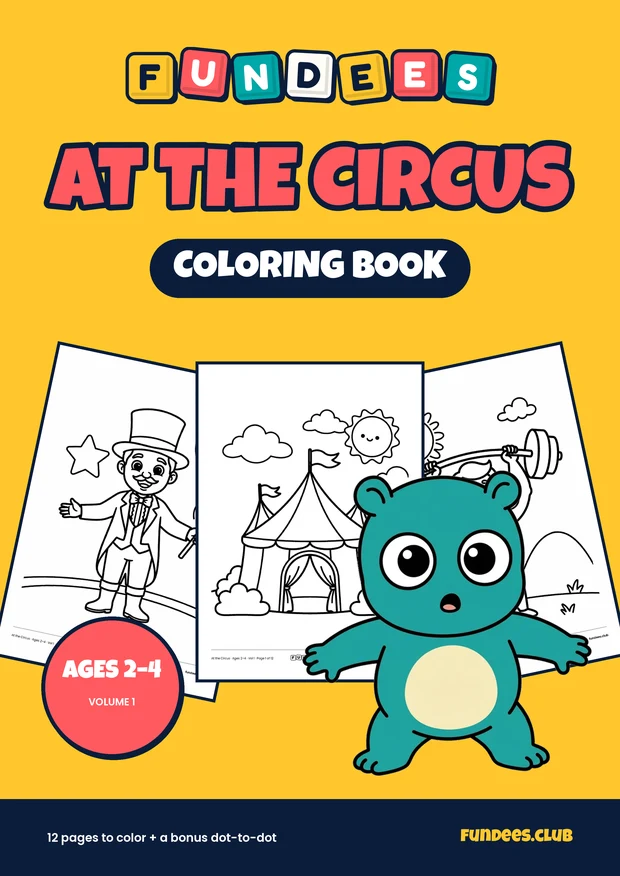 At the Circus coloring book cover, Ages 2–4, volume 1