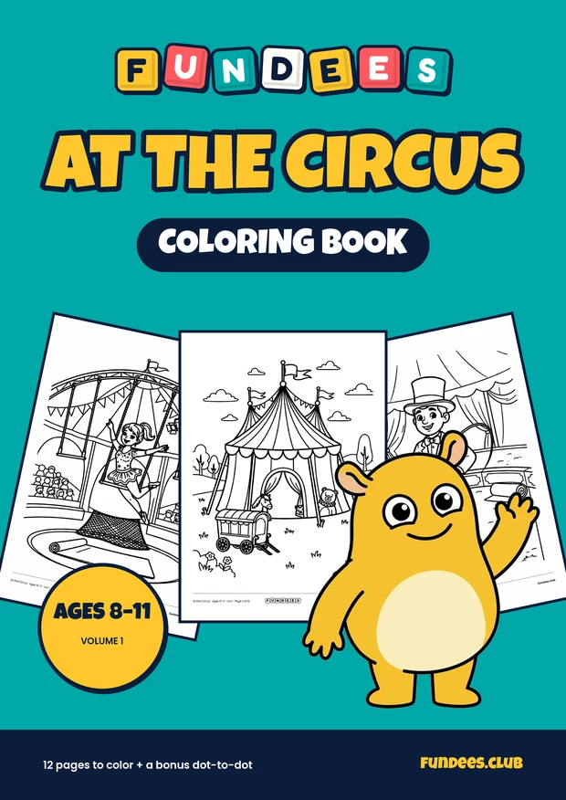 At the Circus coloring book cover, Ages 8–11, volume 1
