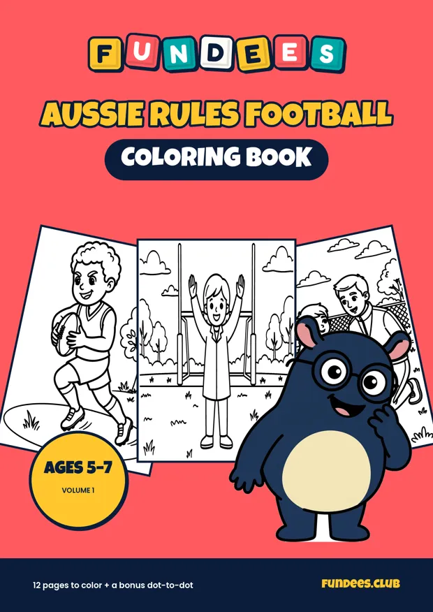 Aussie Rules Football coloring book cover, Ages 5–7, volume 1