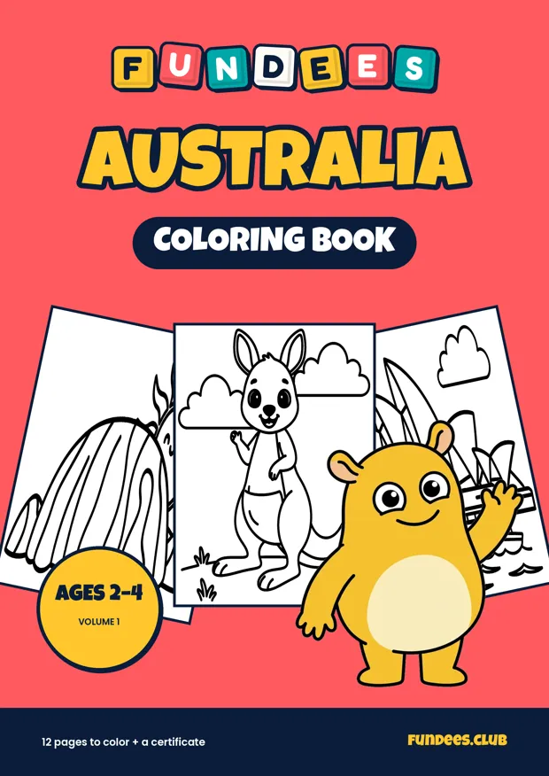 Australia coloring book cover, Ages 2–4, volume 1