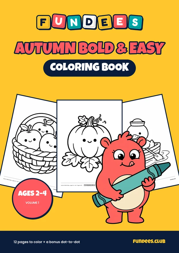 Autumn Bold & Easy coloring book cover, Ages 2–4, volume 1
