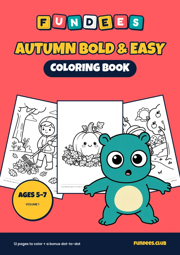 Autumn Bold & Easy coloring book cover, Ages 5–7, volume 1