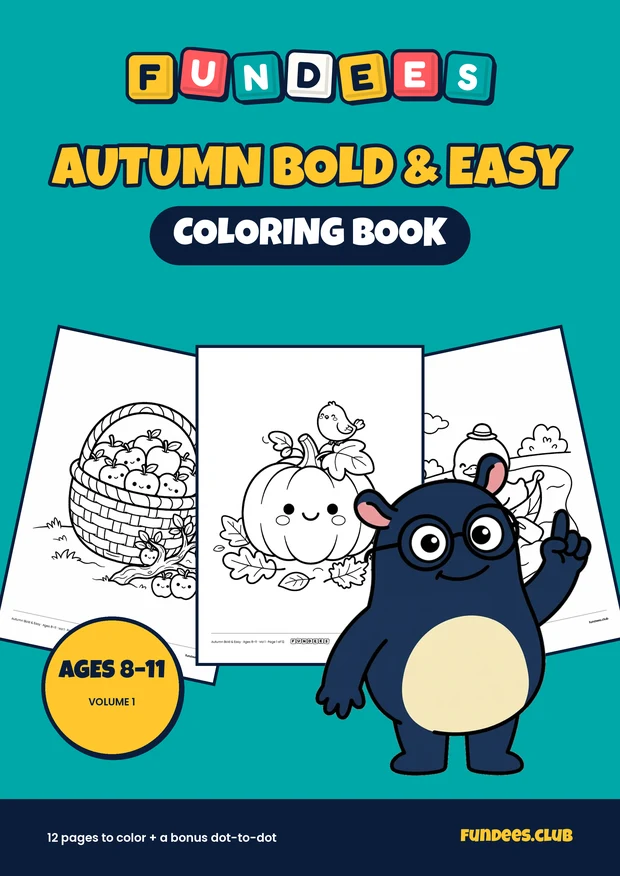 Autumn Bold & Easy coloring book cover, Ages 8–11, volume 1