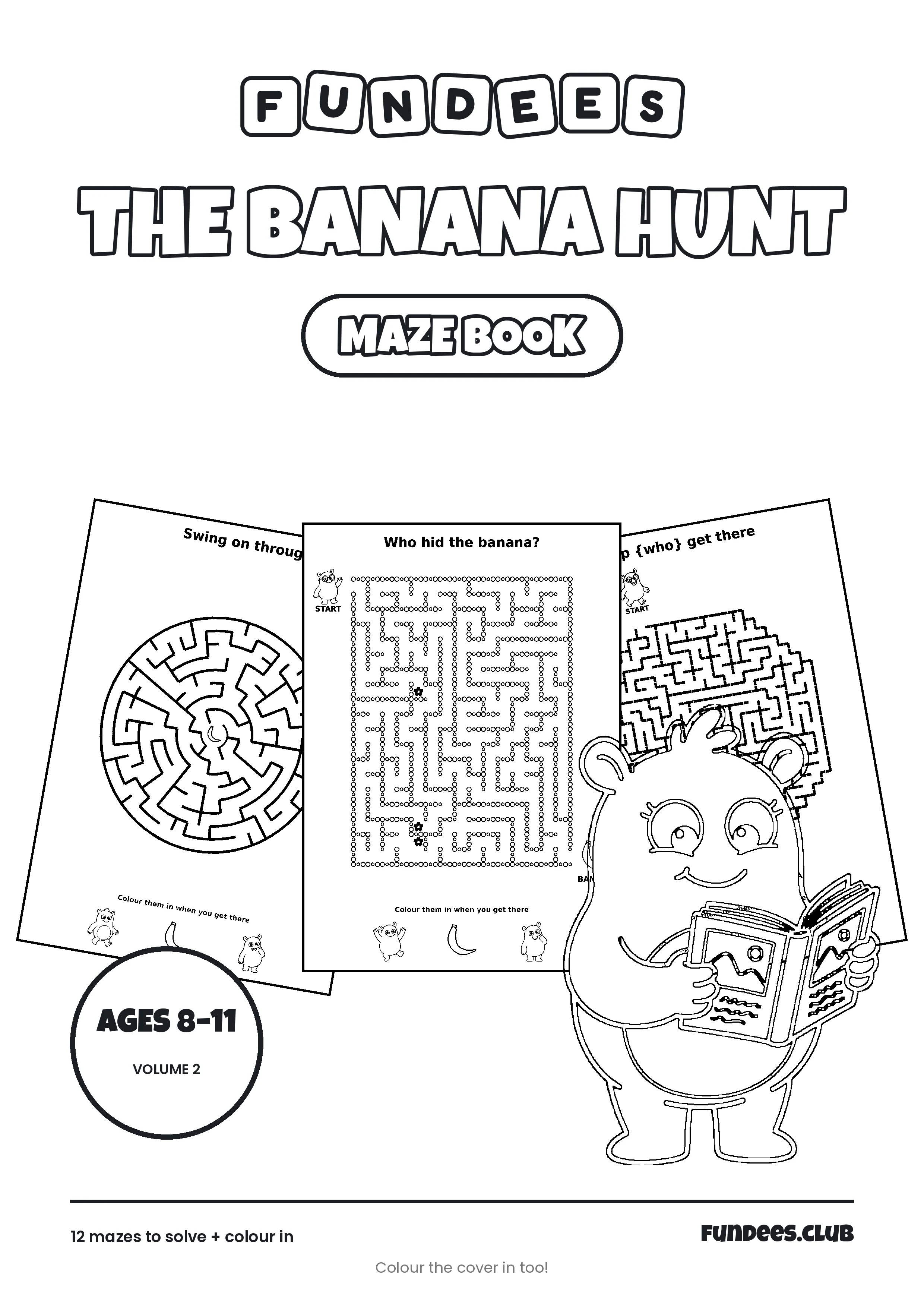 The Banana Hunt coloring book cover, Ages 8–11, volume 2