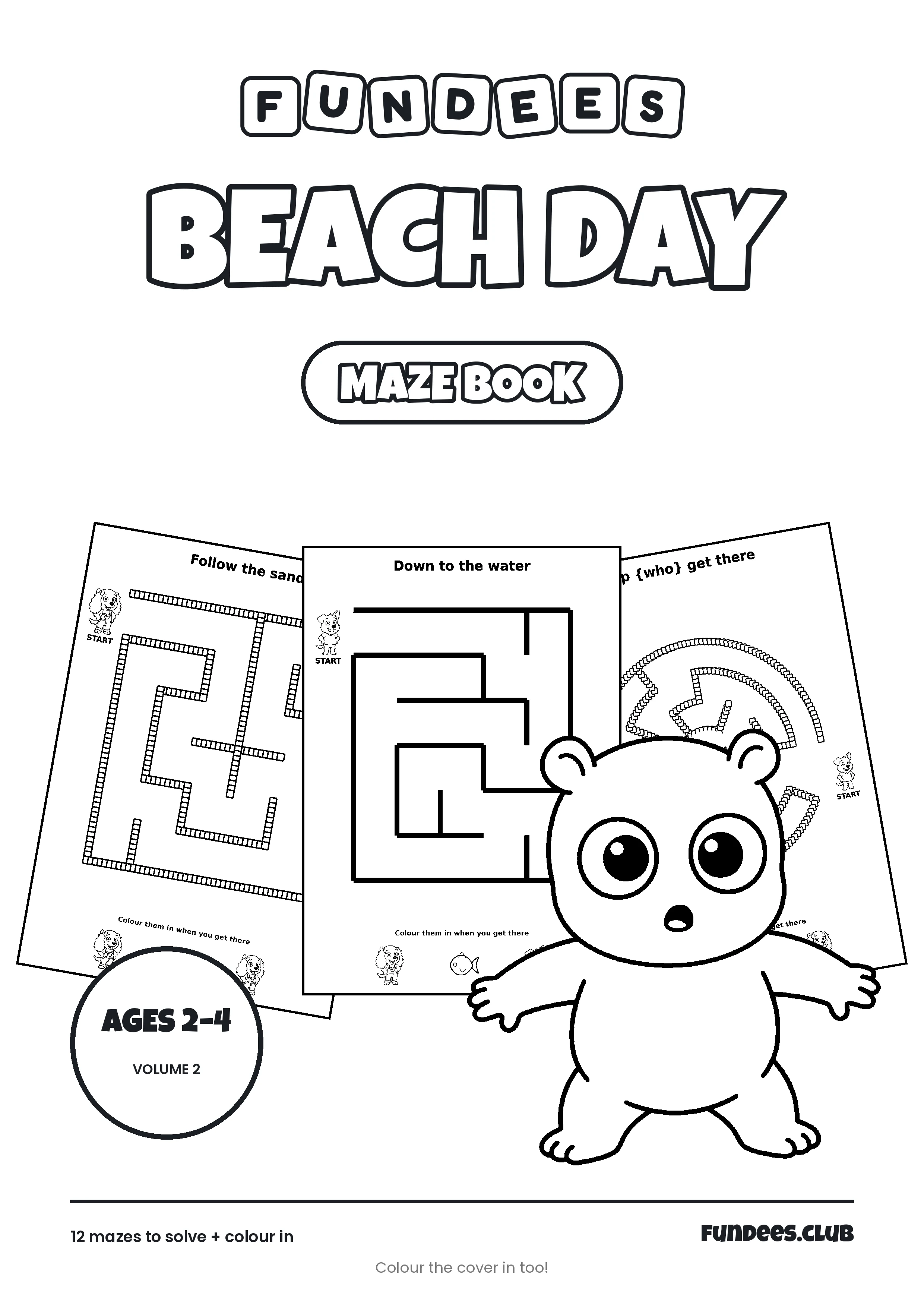 Beach Day coloring book cover, Ages 2–4, volume 2