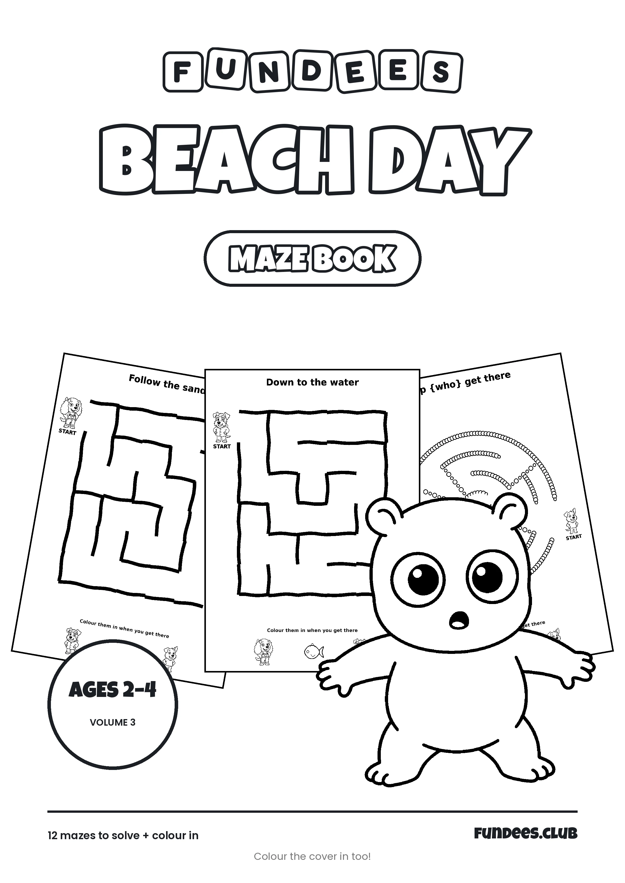 Beach Day coloring book cover, Ages 2–4, volume 3