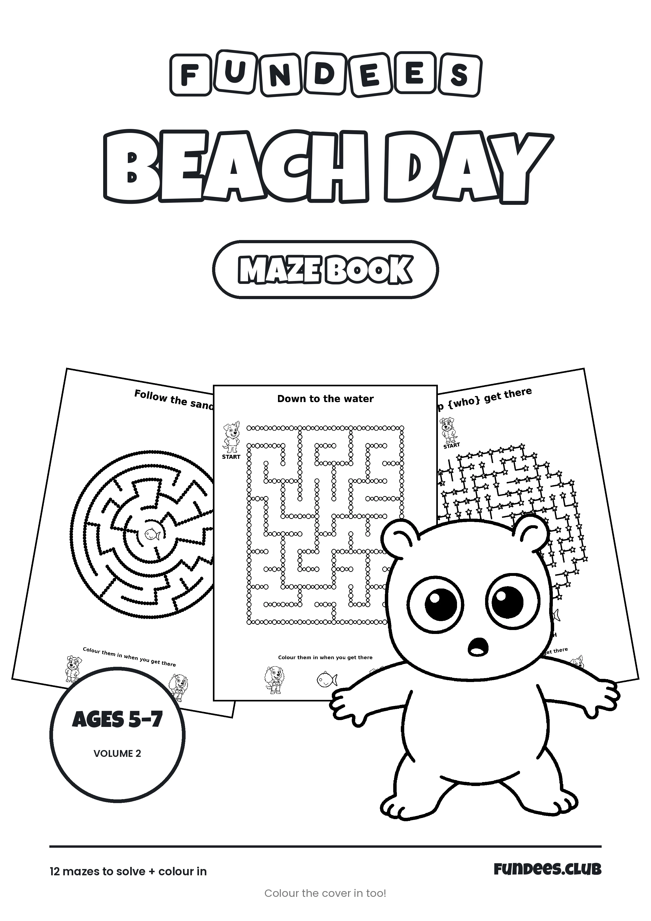 Beach Day coloring book cover, Ages 5–7, volume 2