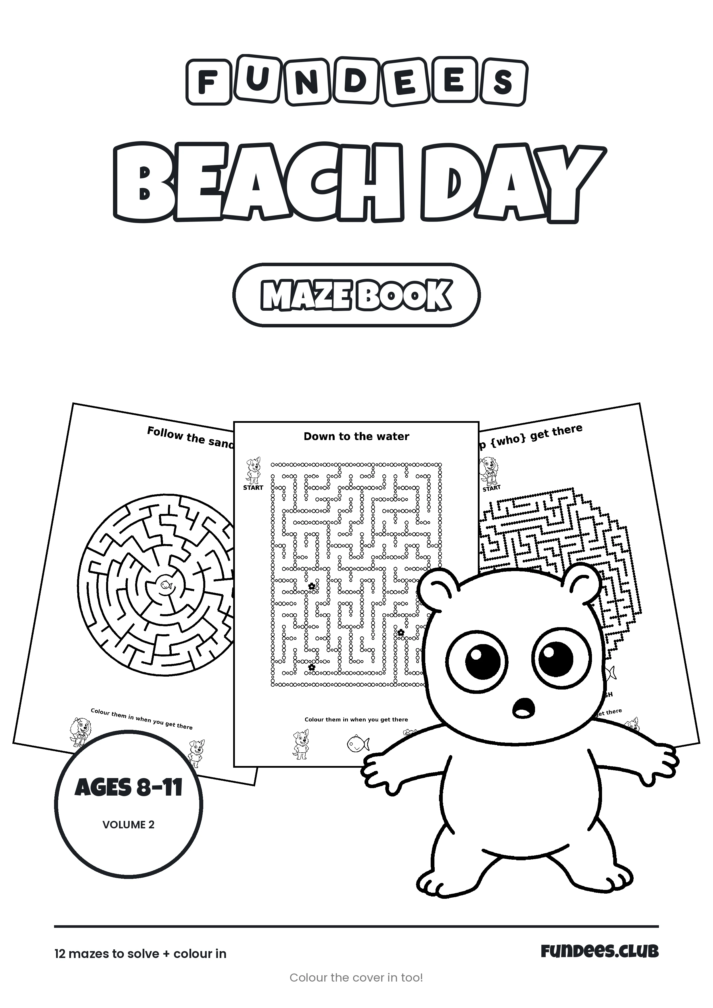 Beach Day coloring book cover, Ages 8–11, volume 2