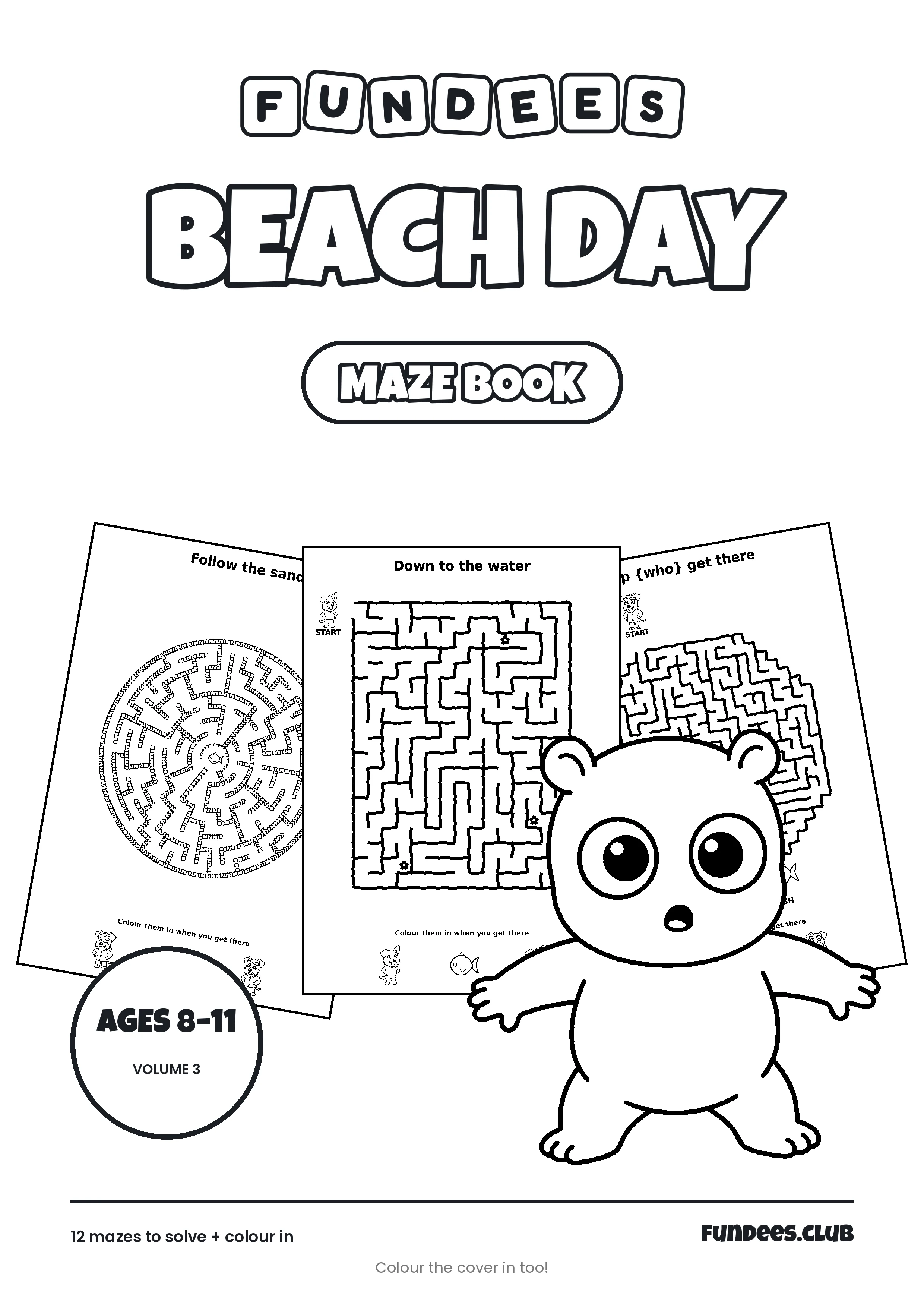 Beach Day coloring book cover, Ages 8–11, volume 3