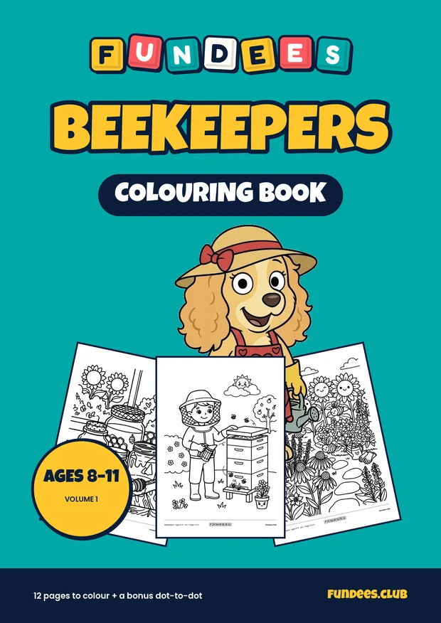 Beekeepers coloring book cover, Ages 8–11, volume 1