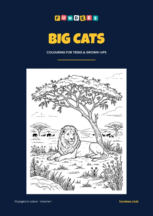 Big Cats coloring book cover, Teens & grown-ups, volume 1