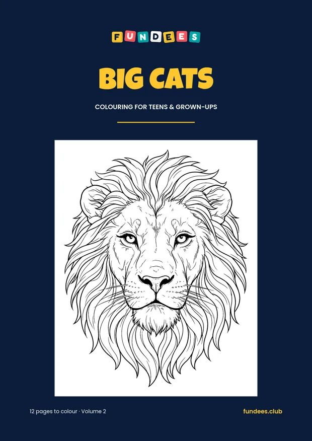 Big Cats coloring book cover, Teens & grown-ups, volume 2