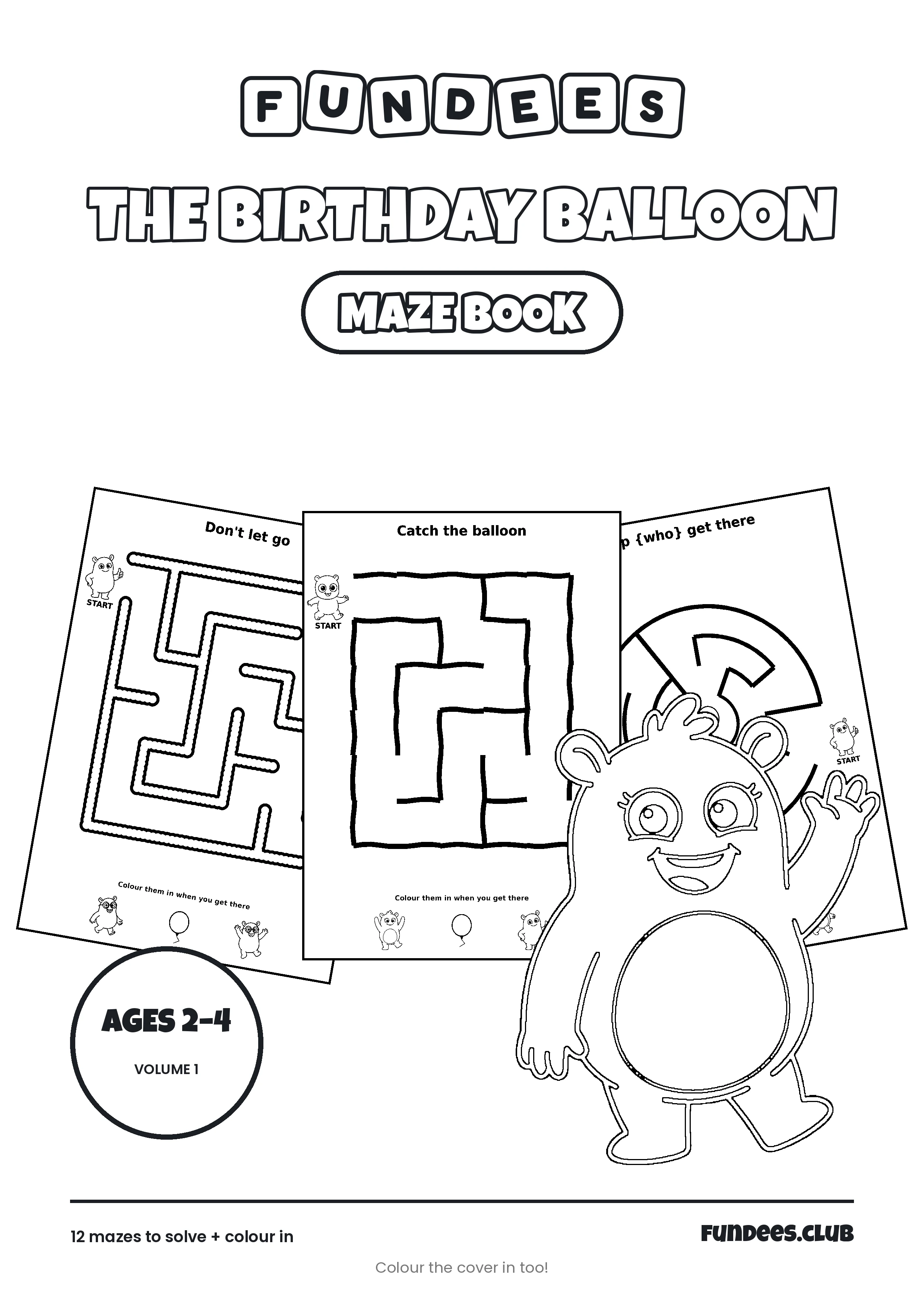 The Birthday Balloon coloring book cover, Ages 2–4, volume 1