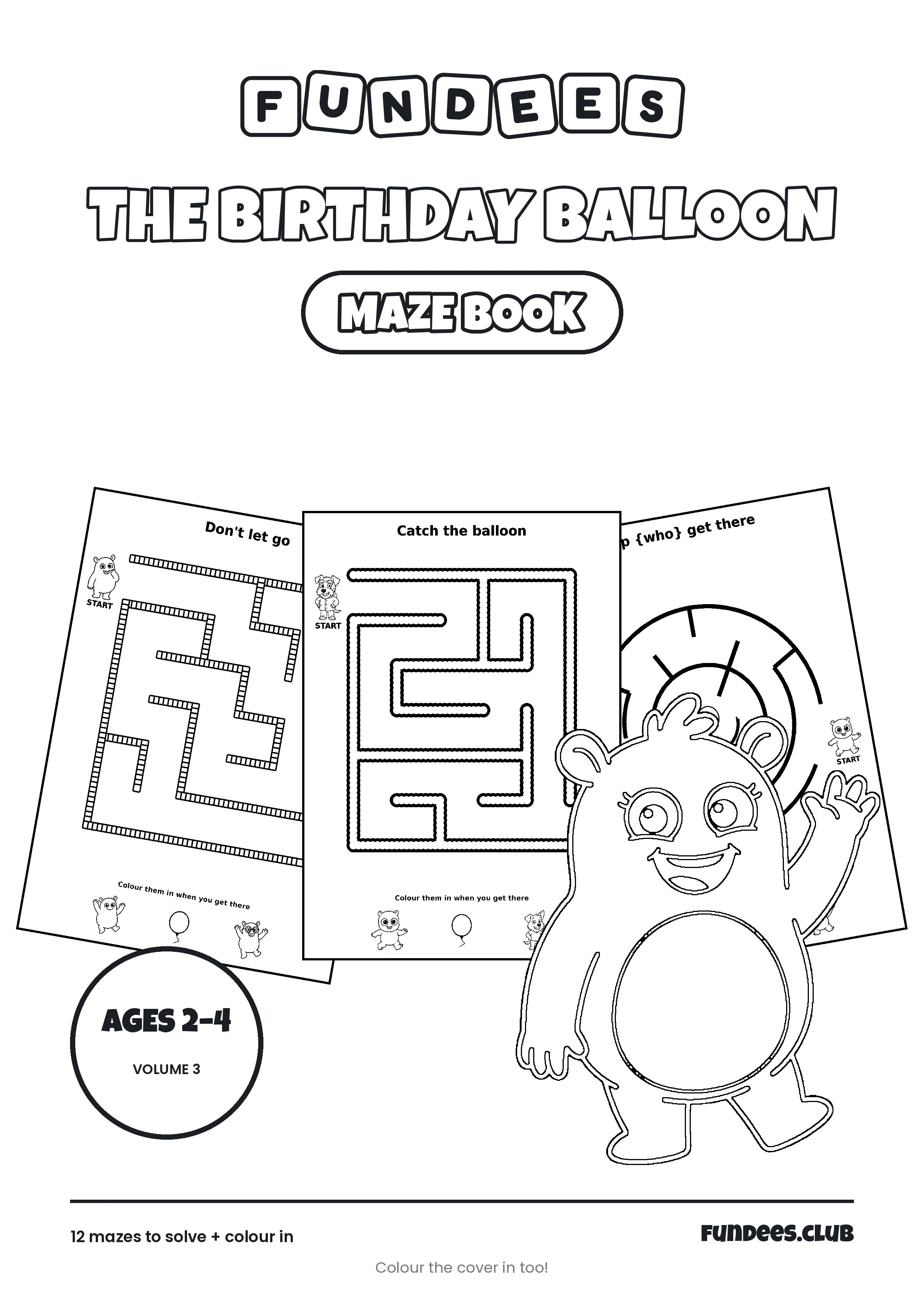 The Birthday Balloon coloring book cover, Ages 2–4, volume 3