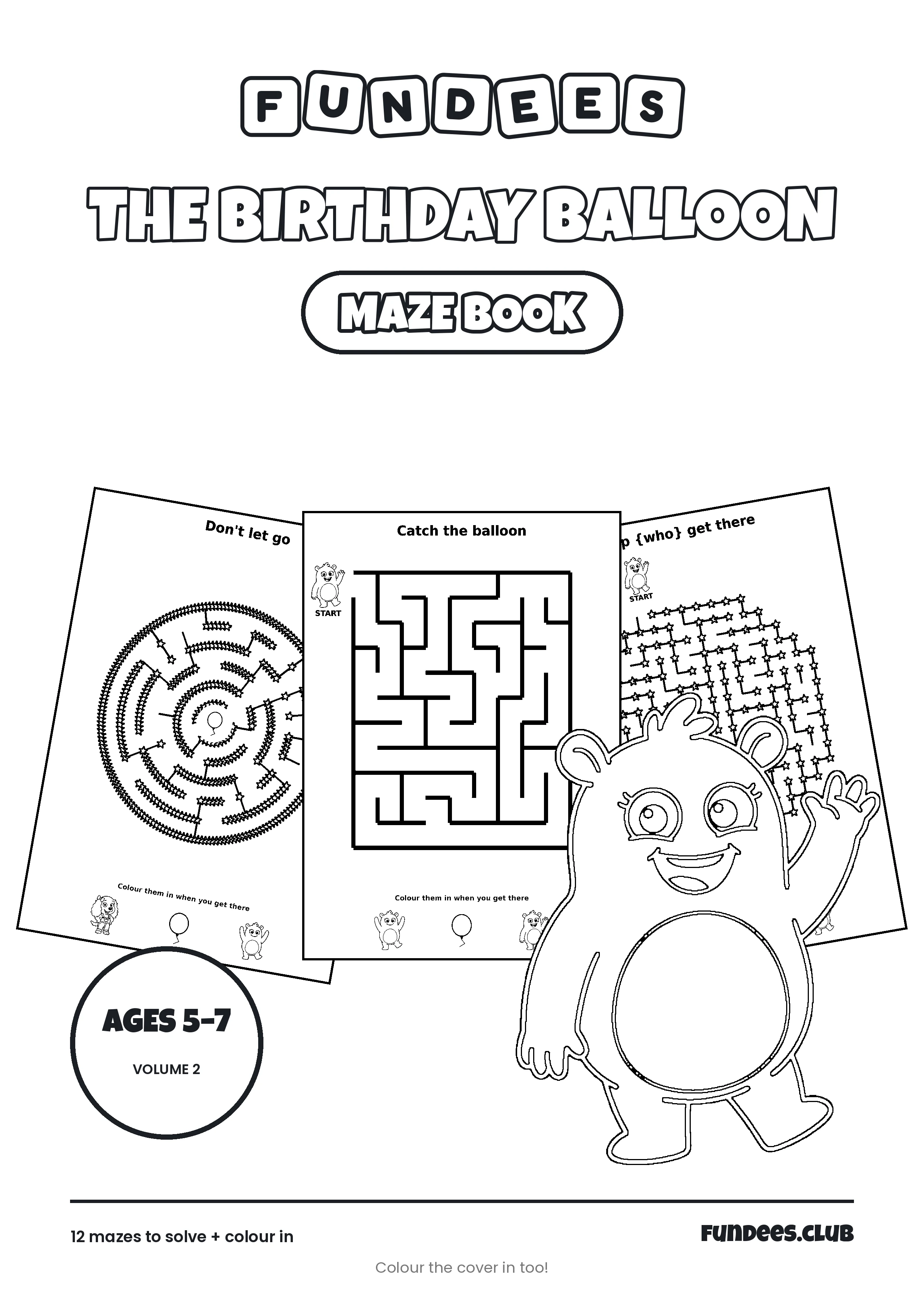 The Birthday Balloon coloring book cover, Ages 5–7, volume 2
