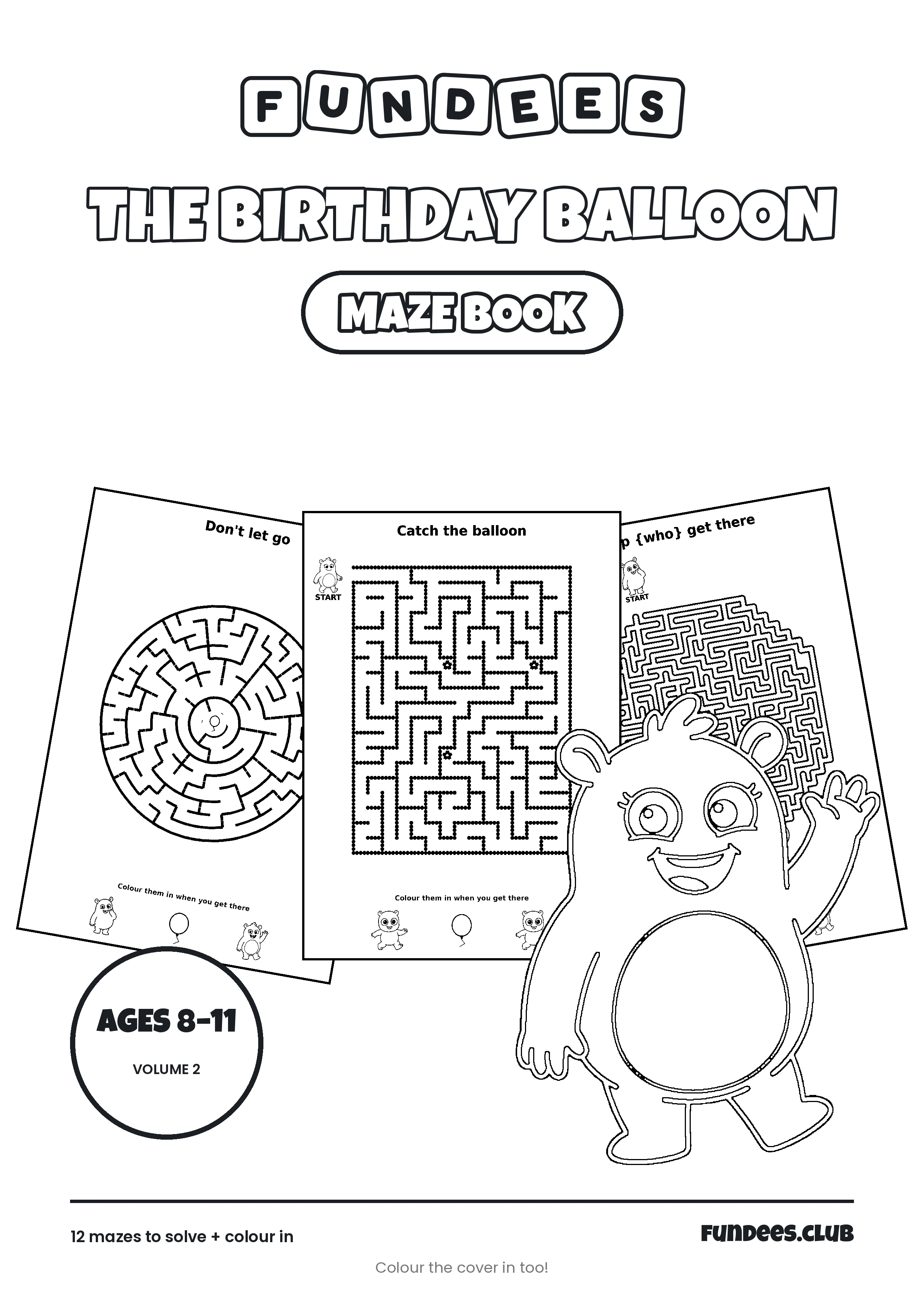 The Birthday Balloon coloring book cover, Ages 8–11, volume 2