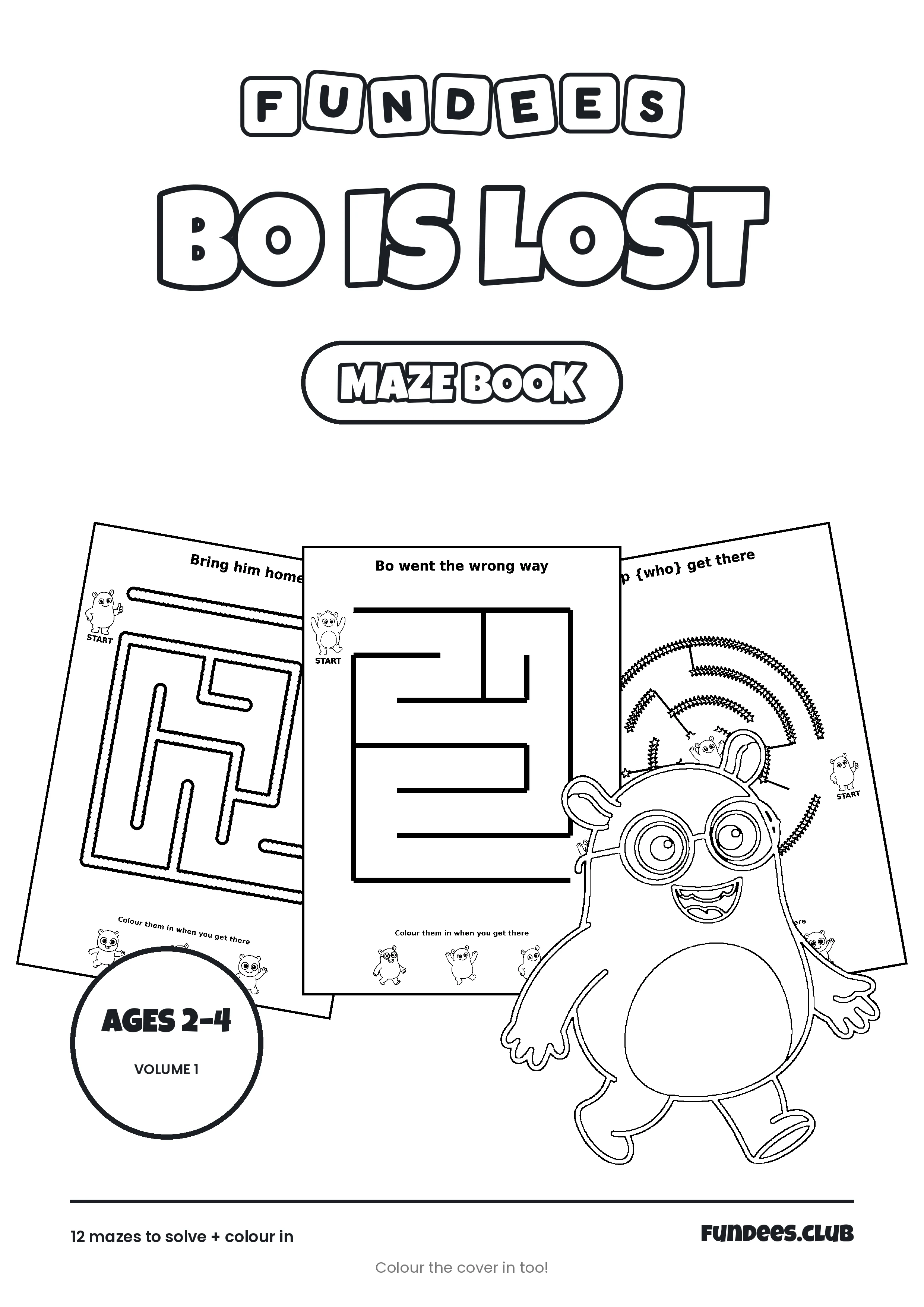 Bo Is Lost coloring book cover, Ages 2–4, volume 1