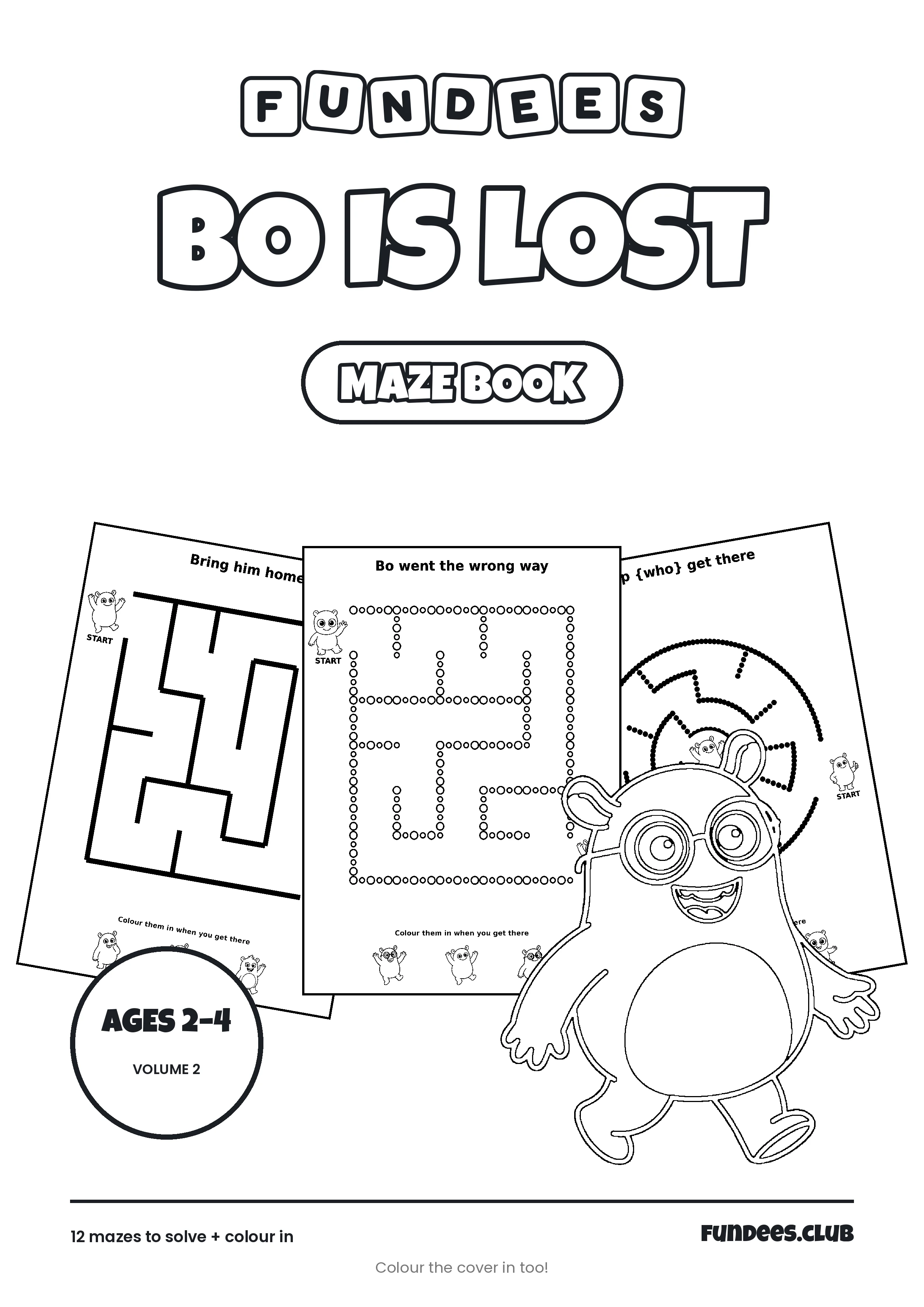 Bo Is Lost coloring book cover, Ages 2–4, volume 2