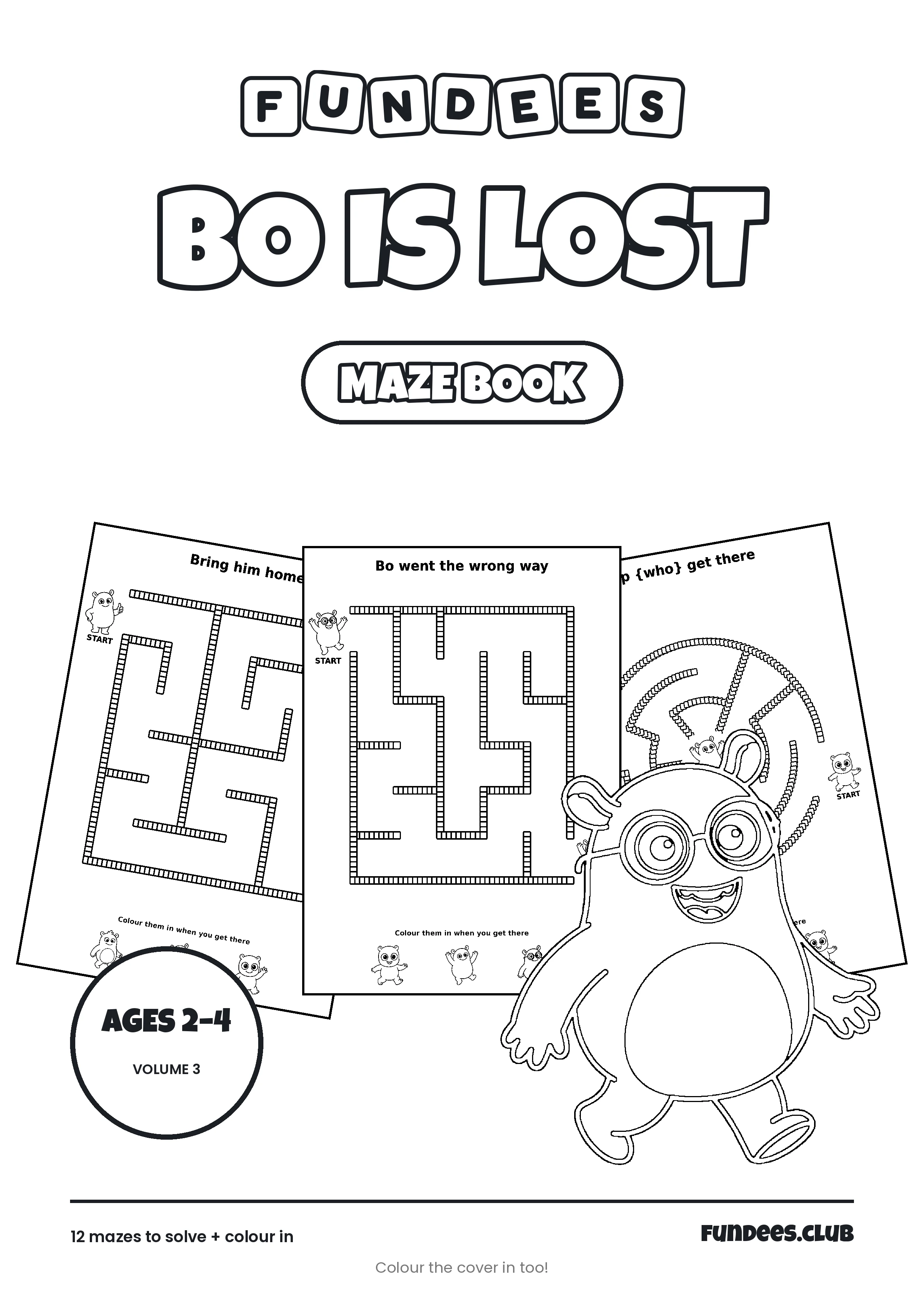 Bo Is Lost coloring book cover, Ages 2–4, volume 3
