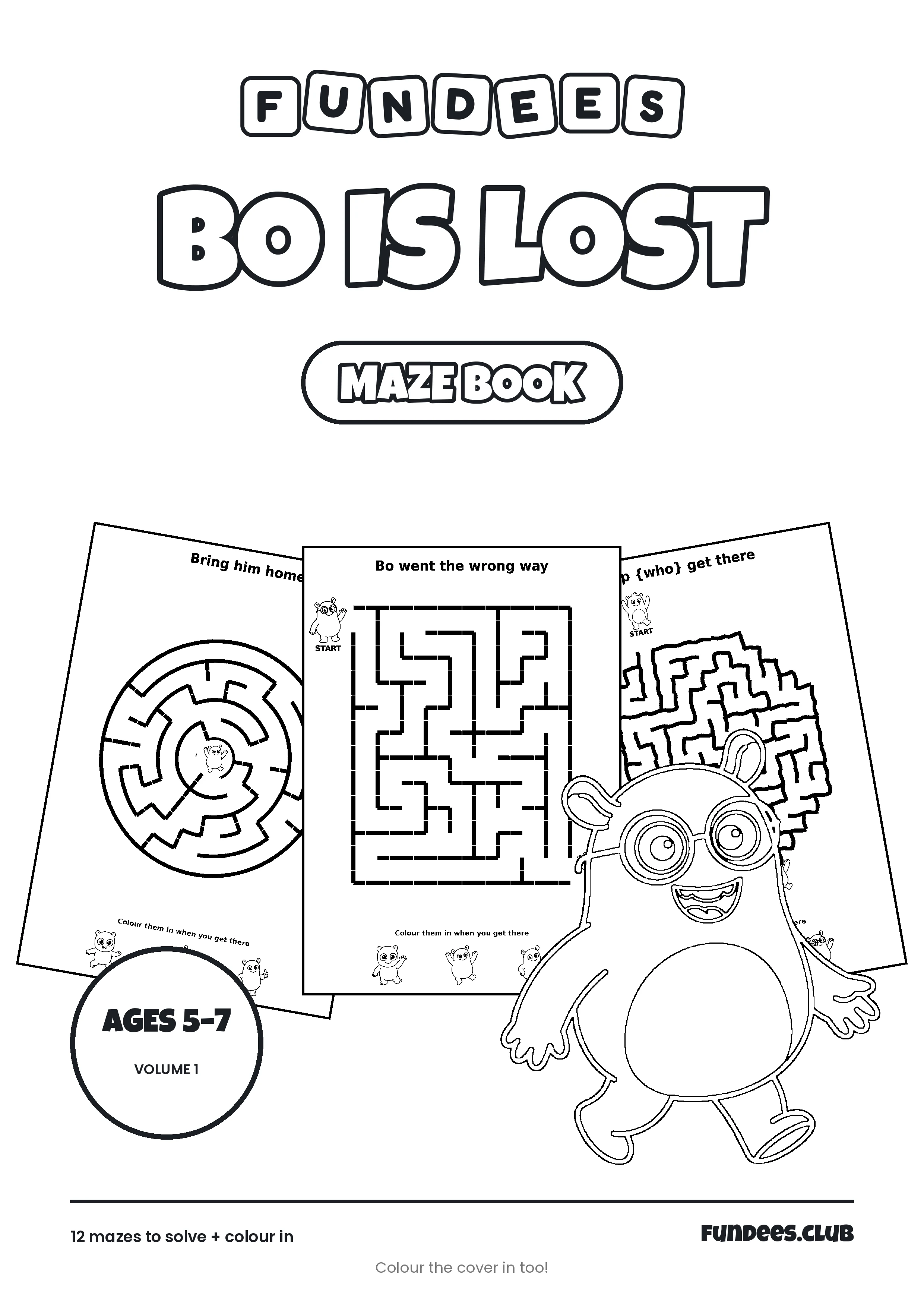 Bo Is Lost coloring book cover, Ages 5–7, volume 1