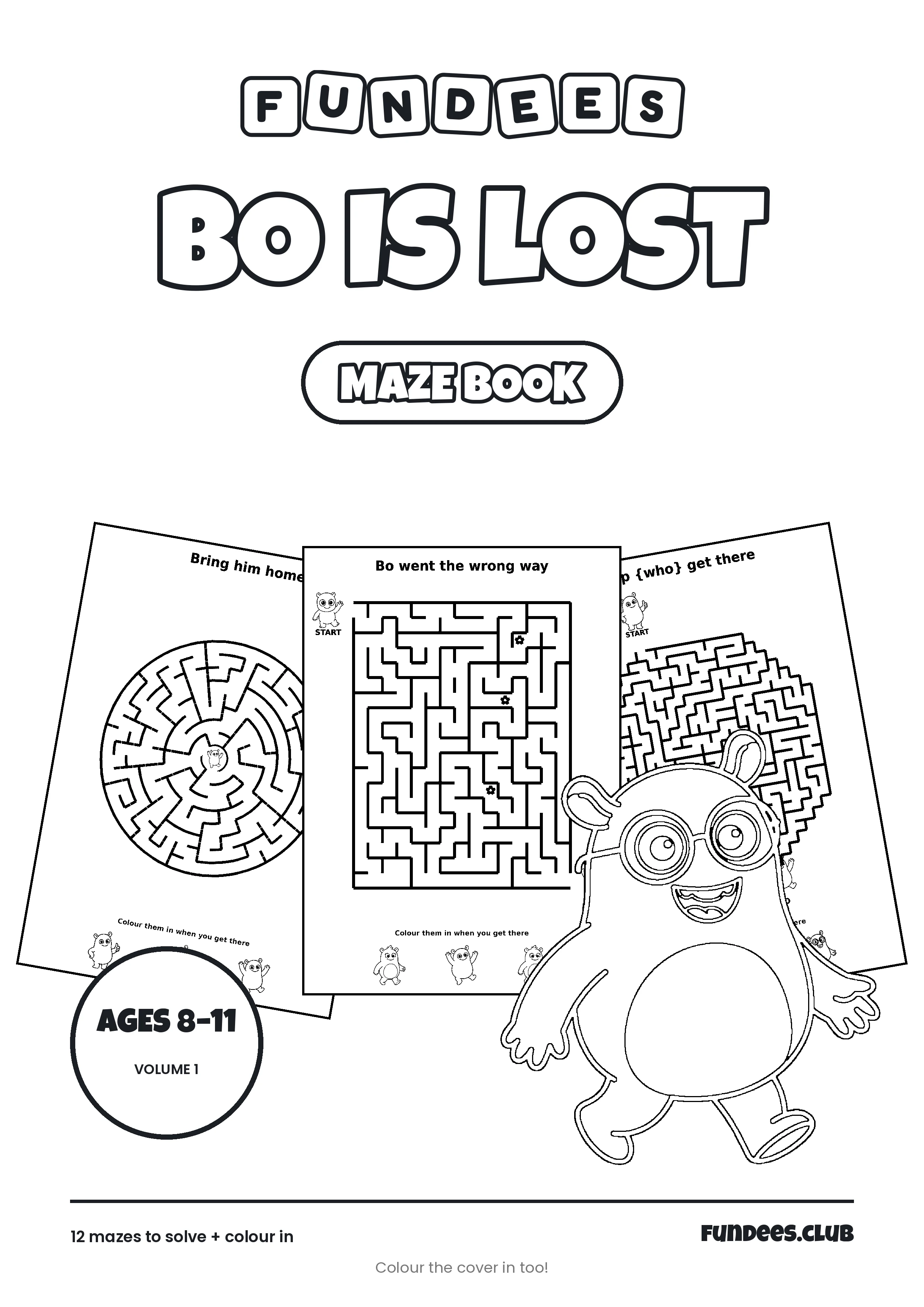 Bo Is Lost coloring book cover, Ages 8–11, volume 1