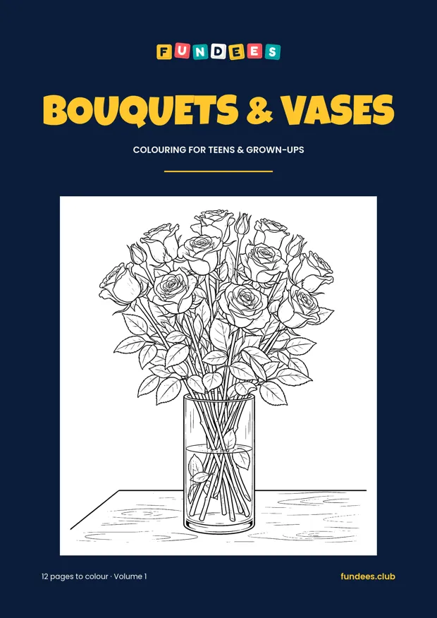 Bouquets & Vases coloring book cover, Teens & grown-ups, volume 1
