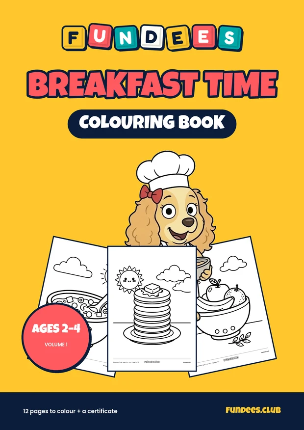 Breakfast Time coloring book cover, Ages 2–4, volume 1