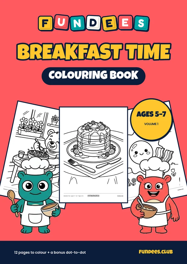 Breakfast Time coloring book cover, Ages 5–7, volume 1