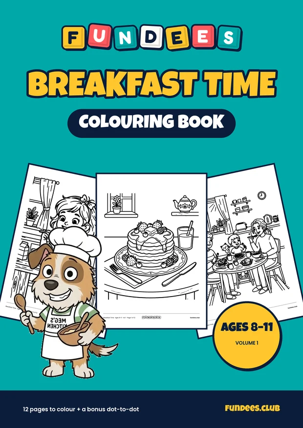 Breakfast Time coloring book cover, Ages 8–11, volume 1