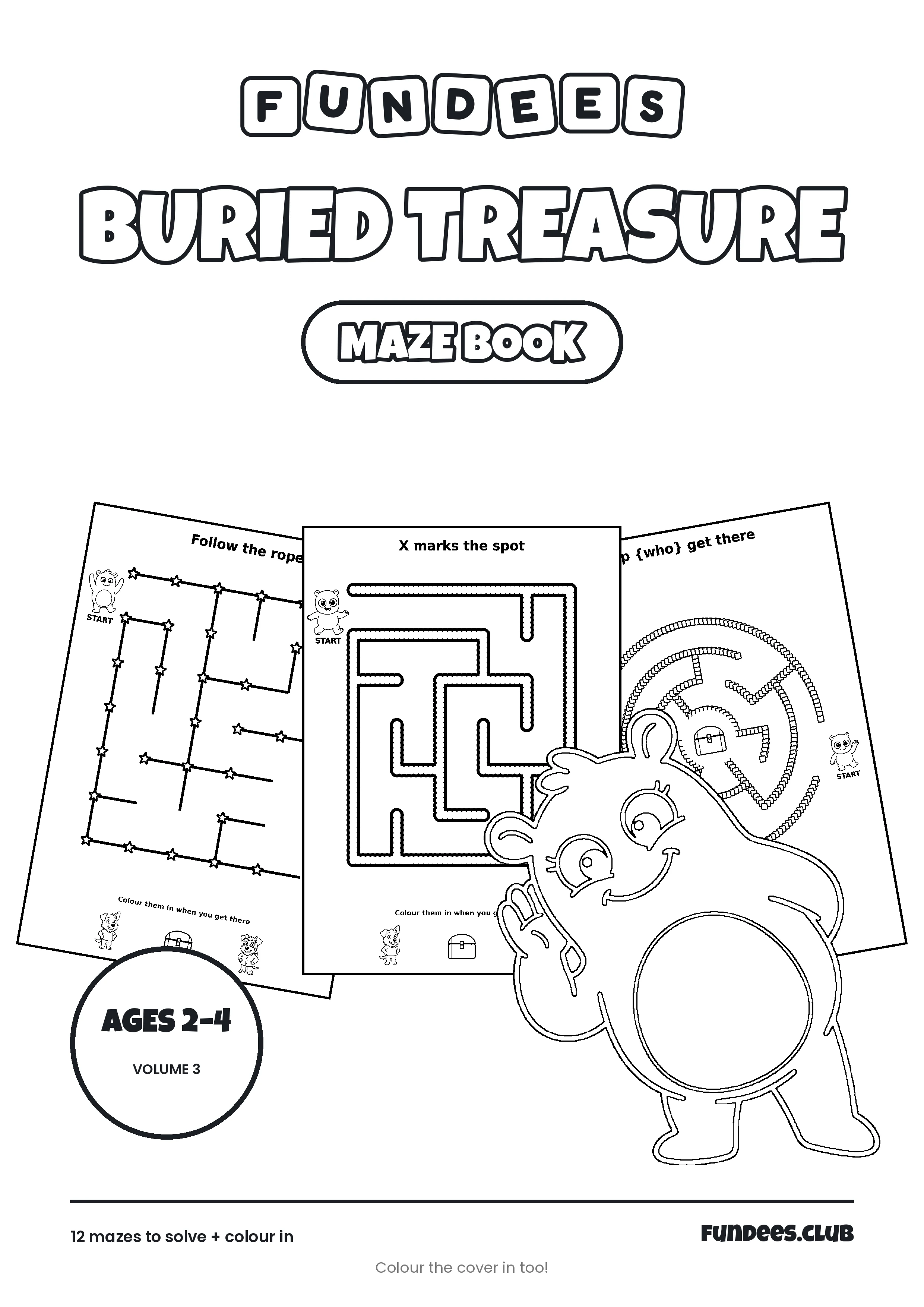 Buried Treasure coloring book cover, Ages 2–4, volume 3
