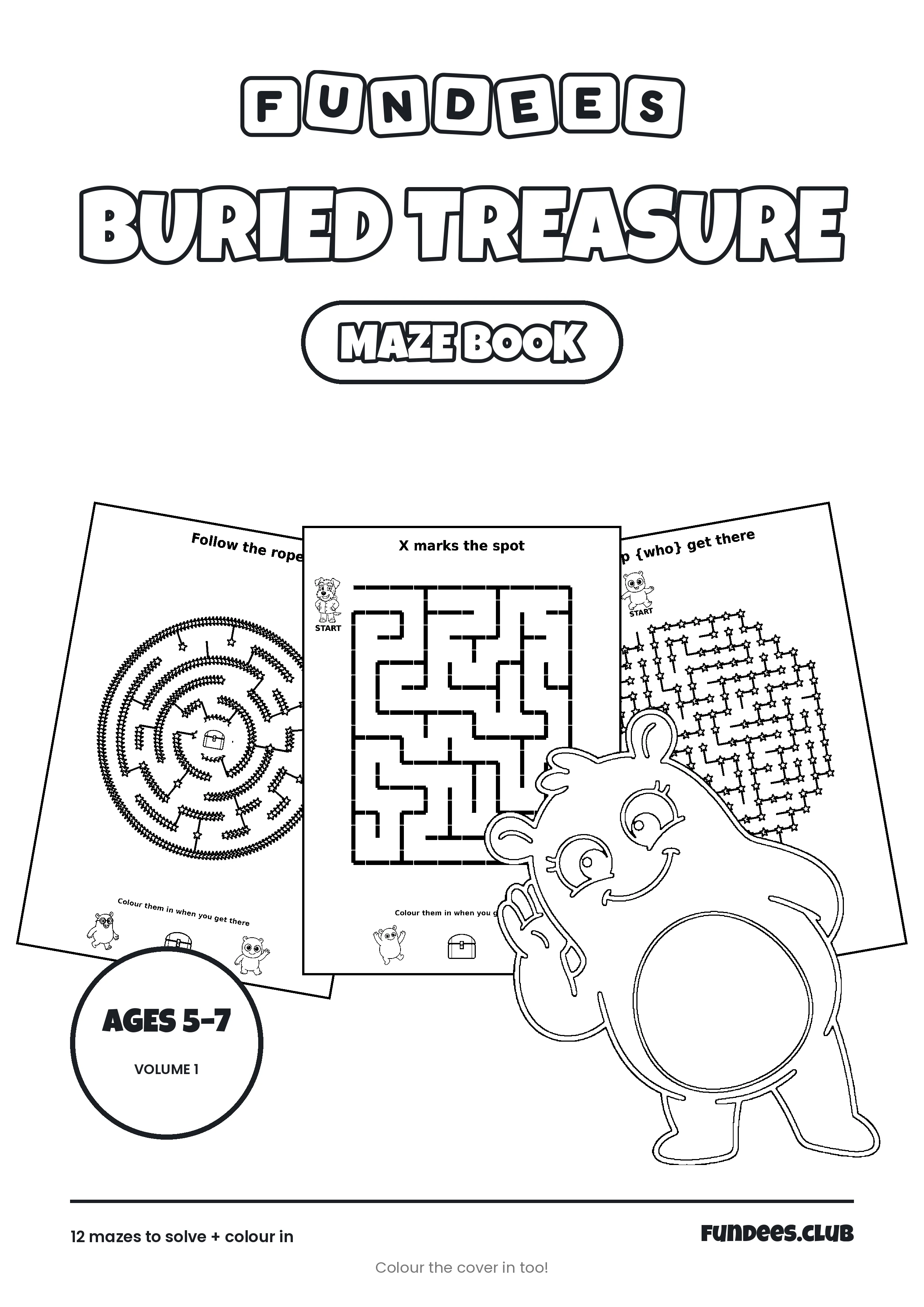 Buried Treasure coloring book cover, Ages 5–7, volume 1