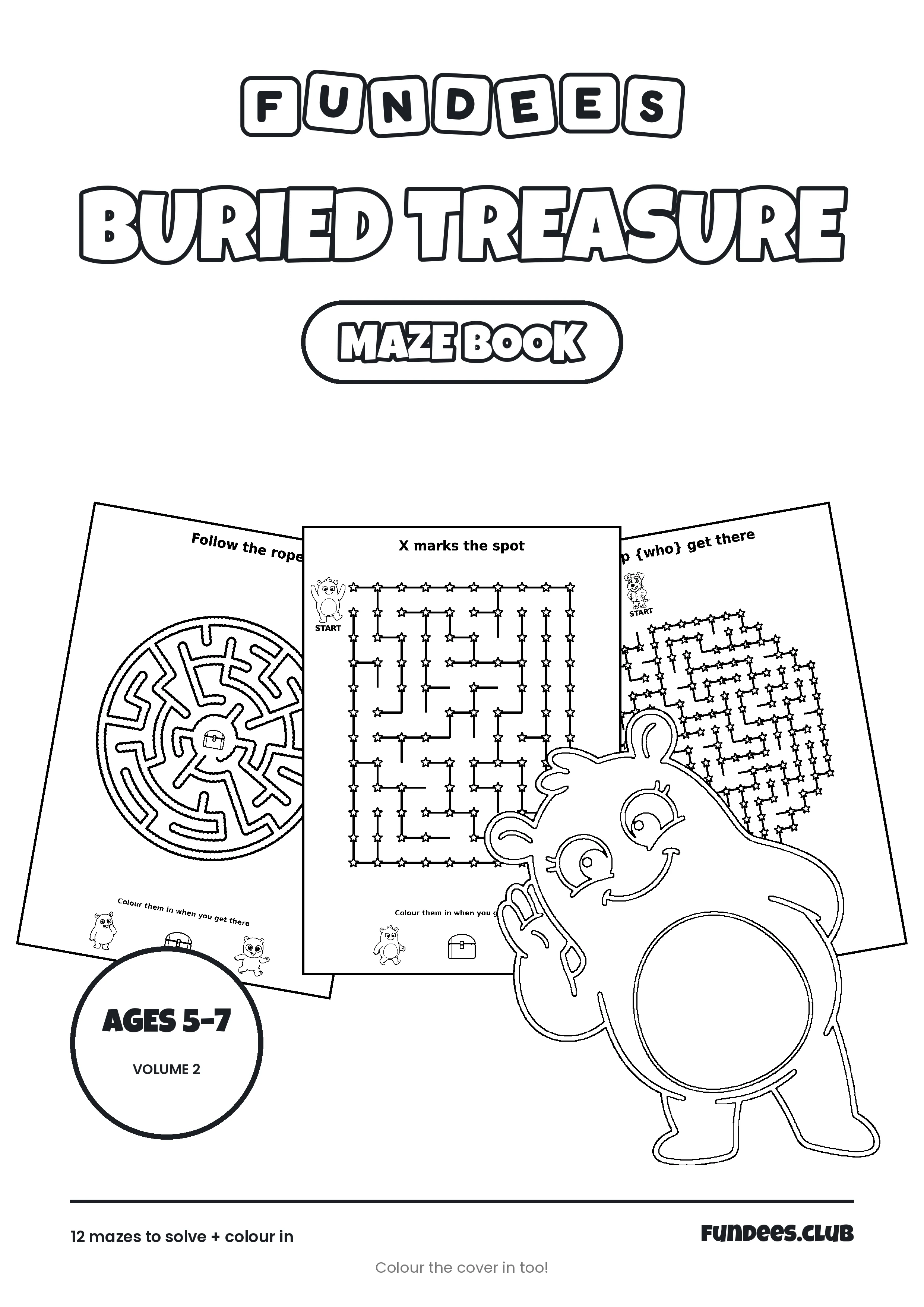 Buried Treasure coloring book cover, Ages 5–7, volume 2