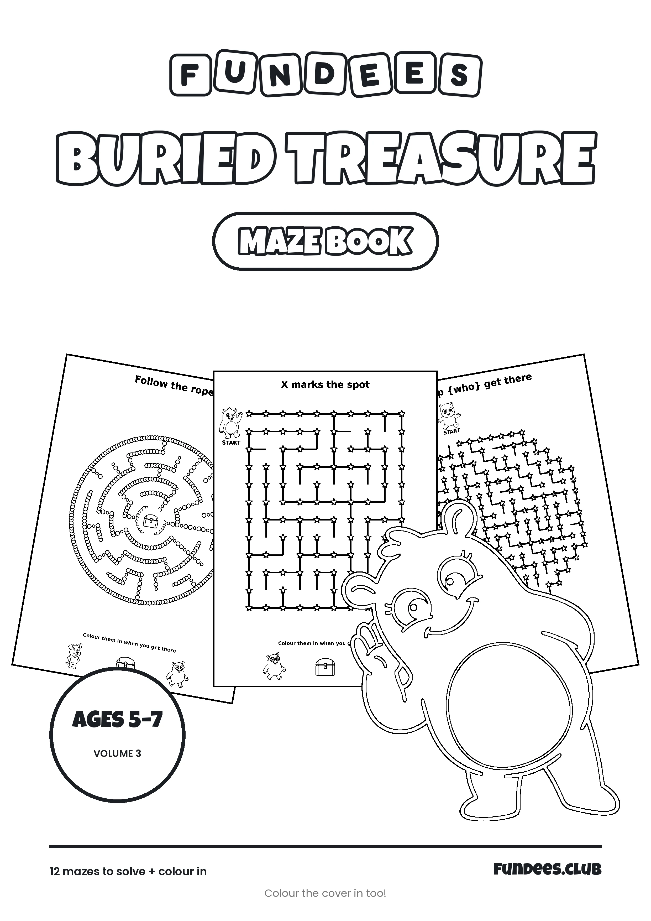 Buried Treasure coloring book cover, Ages 5–7, volume 3