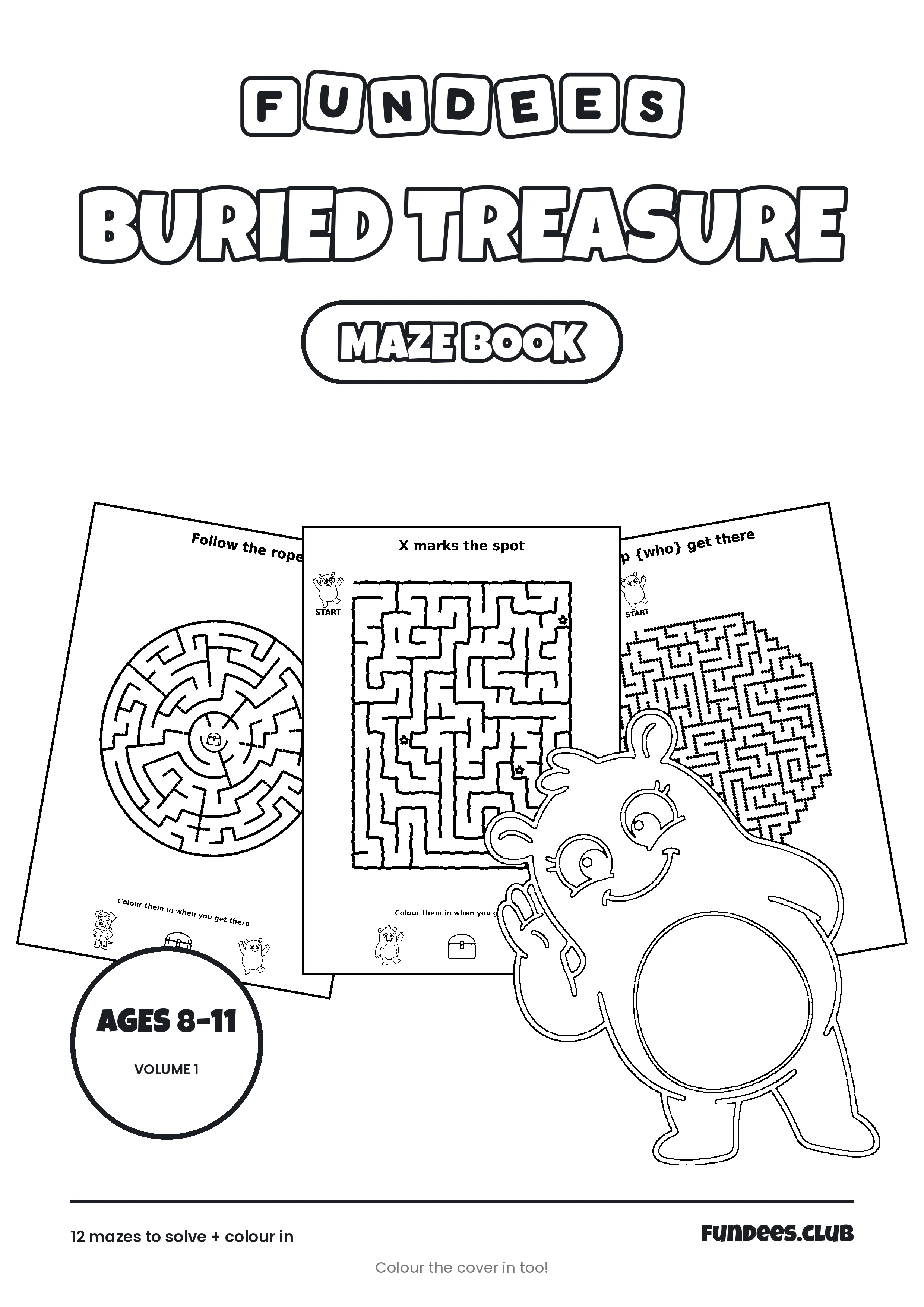 Buried Treasure coloring book cover, Ages 8–11, volume 1
