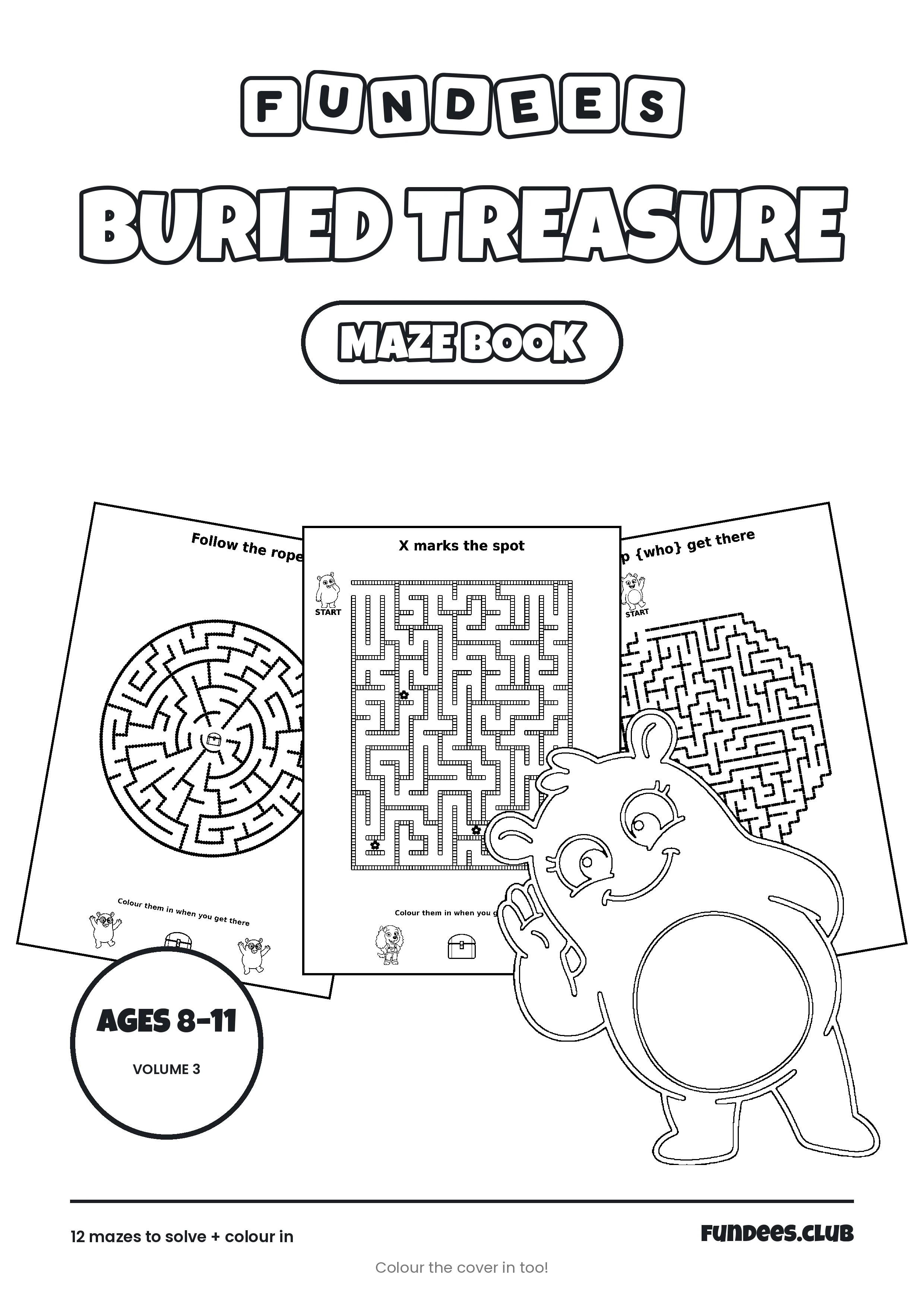 Buried Treasure coloring book cover, Ages 8–11, volume 3