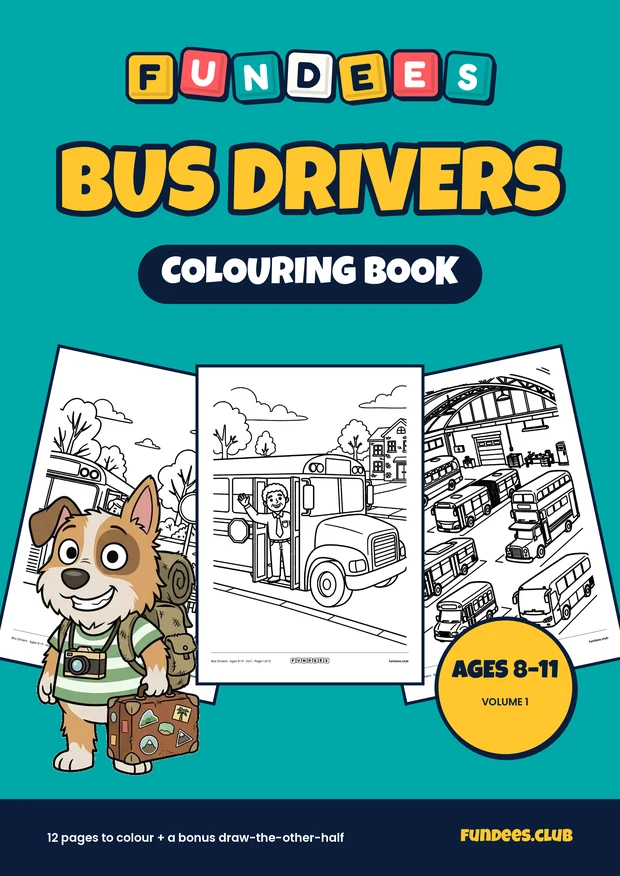 Bus Drivers coloring book cover, Ages 8–11, volume 1