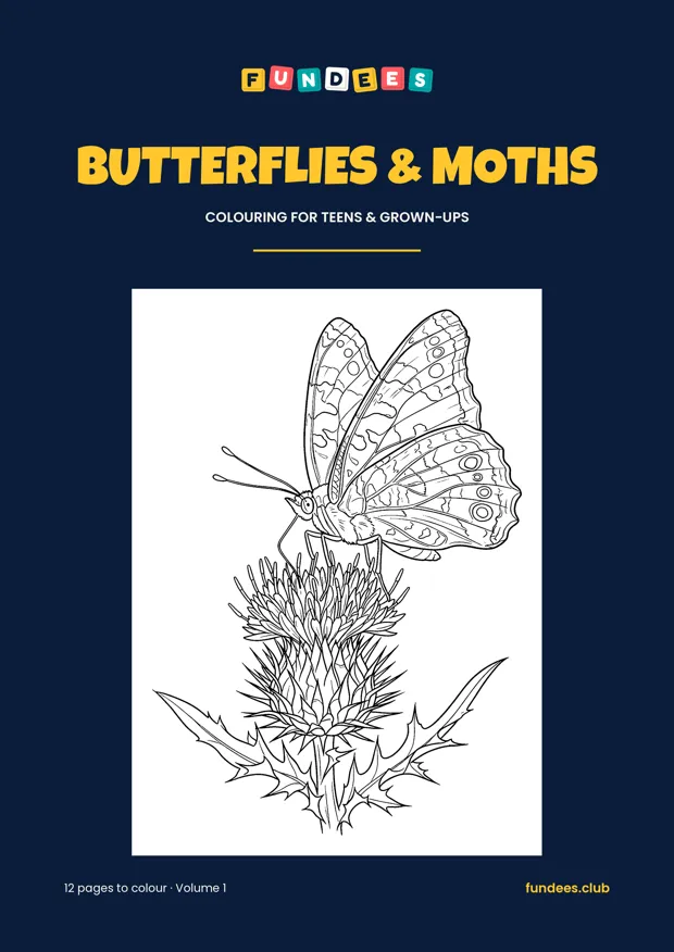 Butterflies & Moths coloring book cover, Teens & grown-ups, volume 1