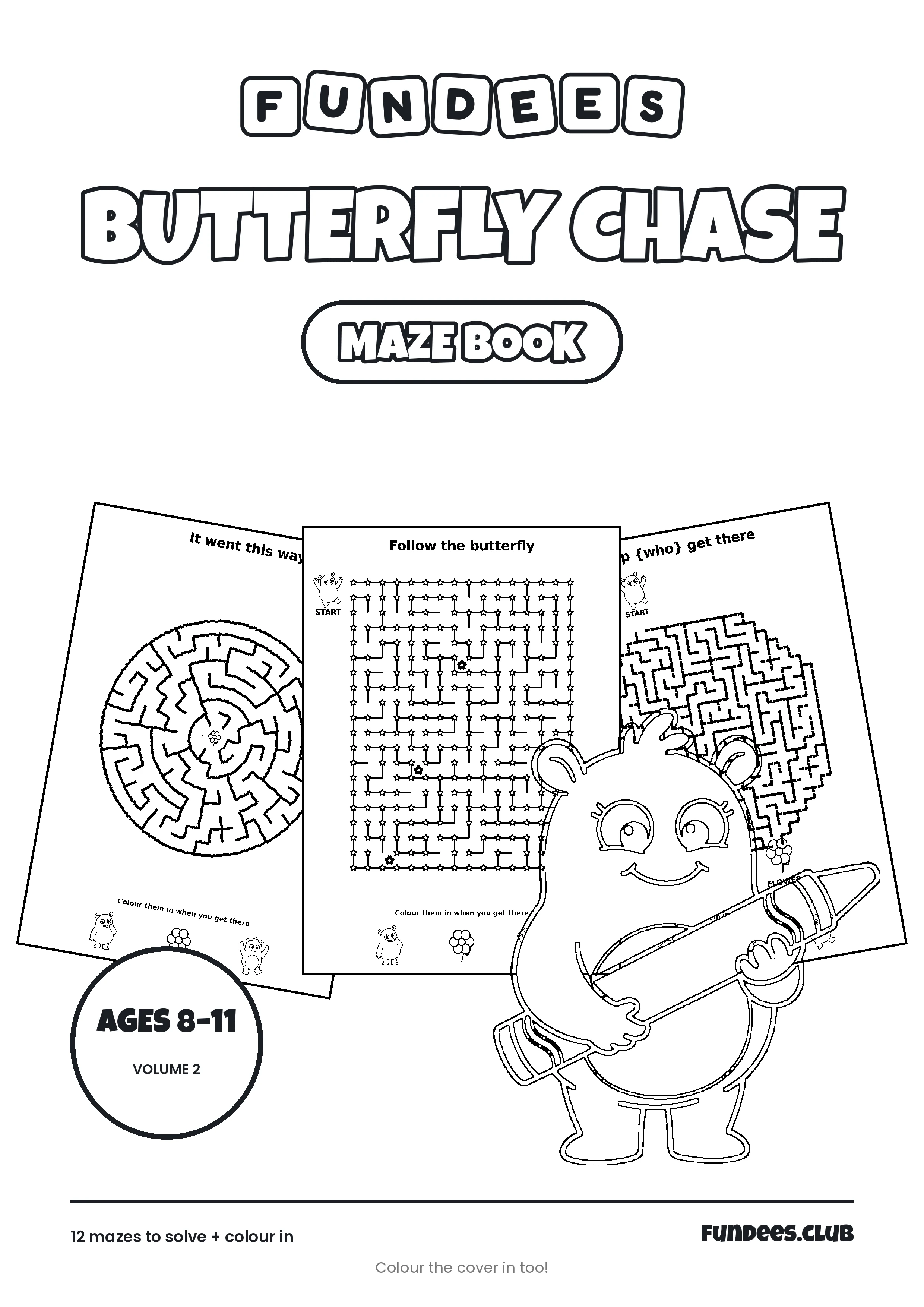 Butterfly Chase coloring book cover, Ages 8–11, volume 2