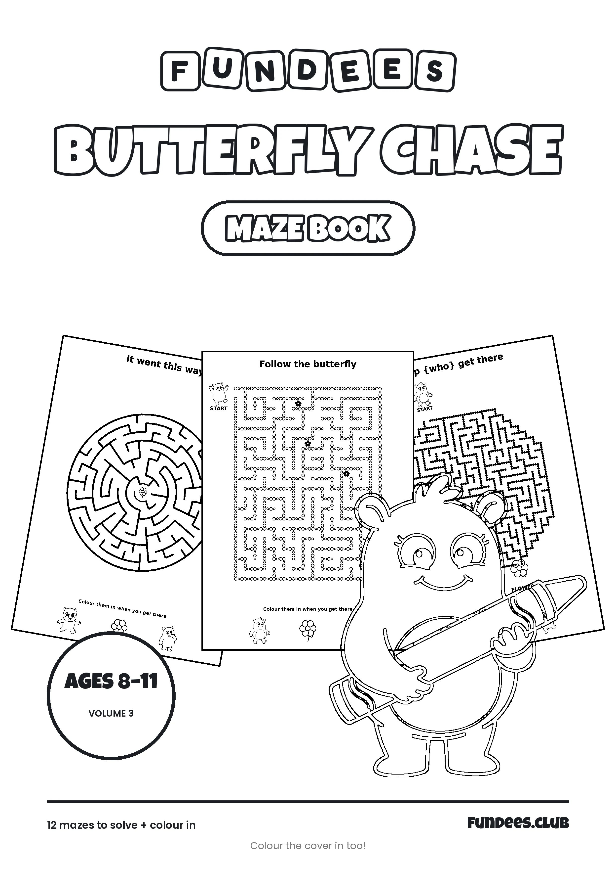 Butterfly Chase coloring book cover, Ages 8–11, volume 3