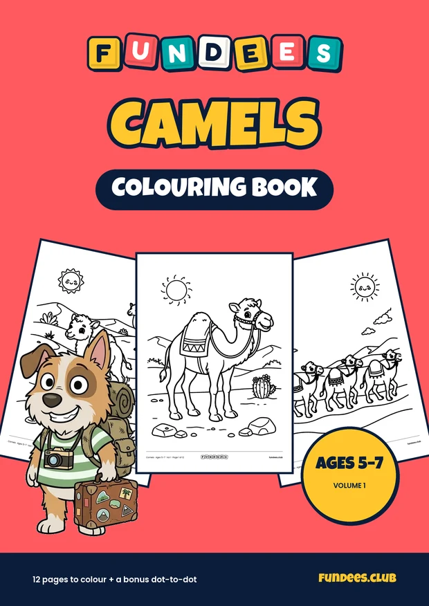 Camels coloring book cover, Ages 5–7, volume 1