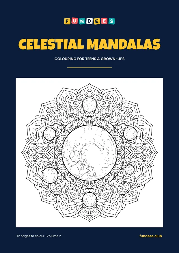 Celestial Mandalas coloring book cover, Teens & grown-ups, volume 2