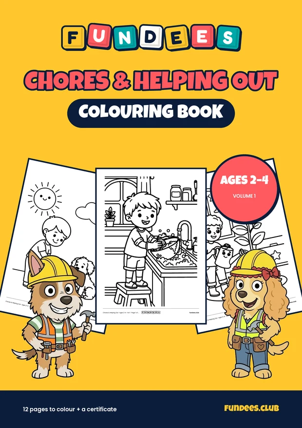 Chores & Helping Out coloring book cover, Ages 2–4, volume 1