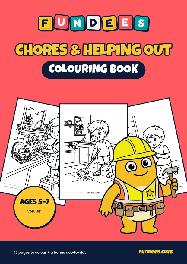Chores & Helping Out coloring book cover, Ages 5–7, volume 1