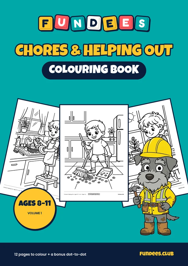 Chores & Helping Out coloring book cover, Ages 8–11, volume 1