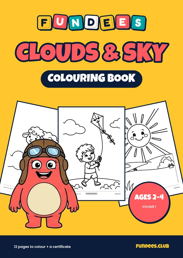 Clouds & Sky coloring book cover, Ages 2–4, volume 1