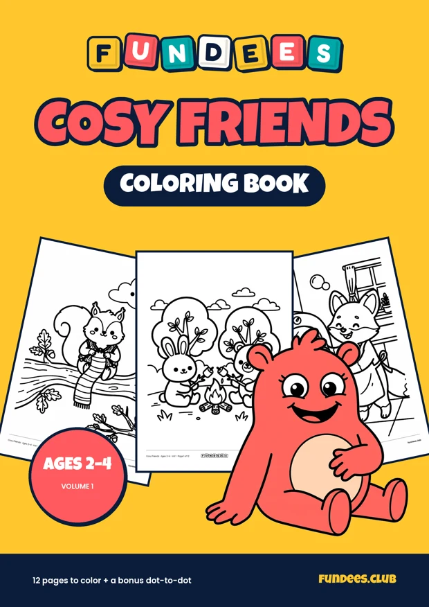 Cosy Friends coloring book cover, Ages 2–4, volume 1